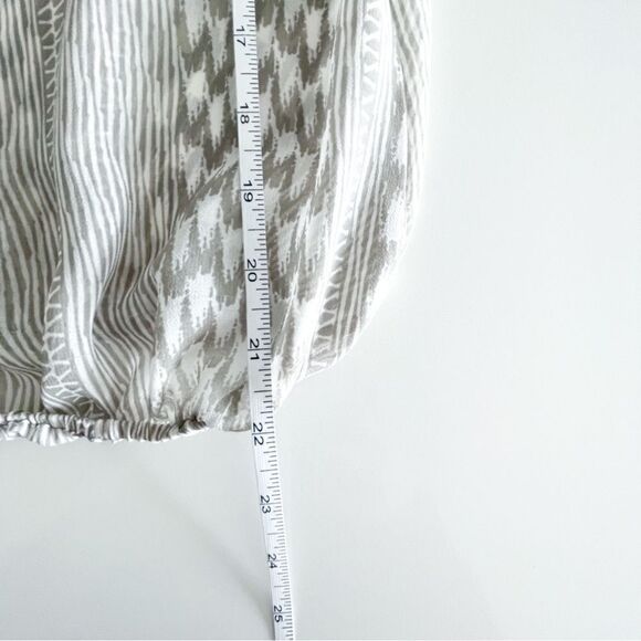 Banana Republic Sheer Blouse Top Gray Cream Elastic Waist Cuffs Women's S - Picture 7 of 8